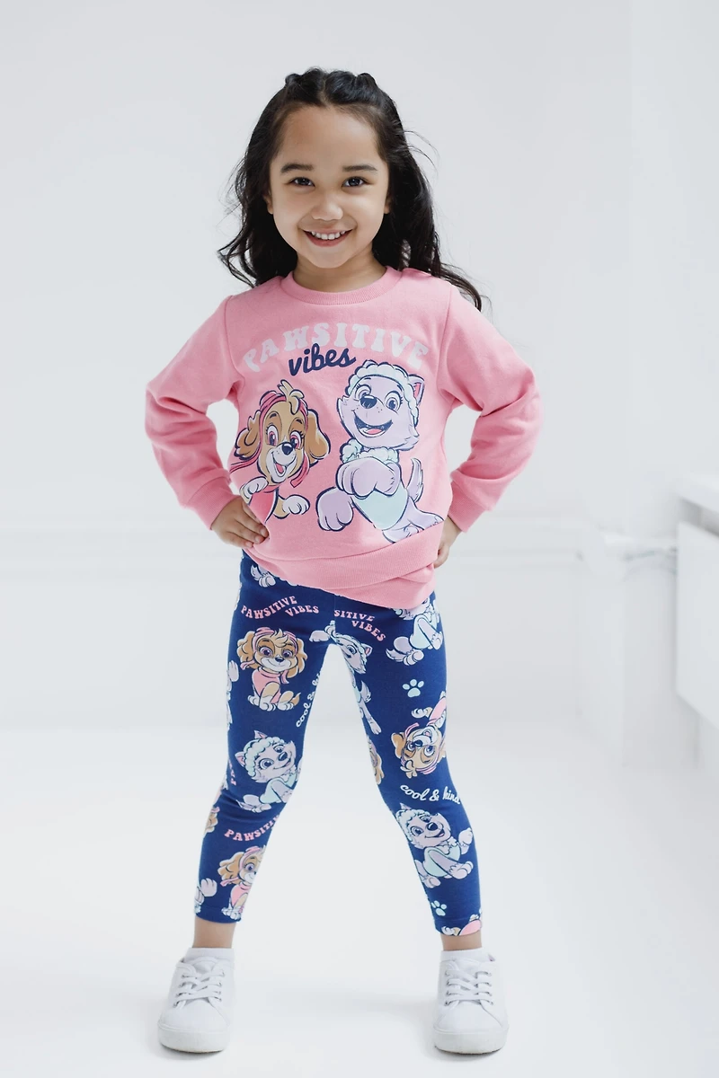 Paw Patrol Baby Girls Crossover Fleece Sweatshirt and Leggings Outfit Set