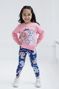 Paw Patrol Baby Girls Crossover Fleece Sweatshirt and Leggings Outfit Set
