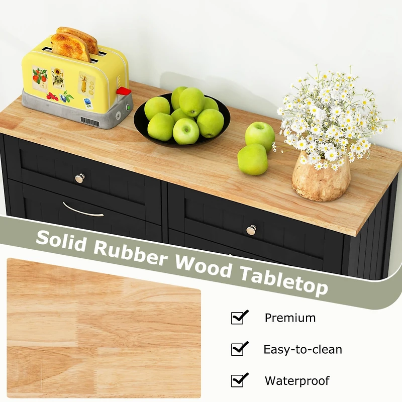Wooden Kitchen Trash Cabinet Tilt Out Bin Holder with Drawer & Storage Shelf