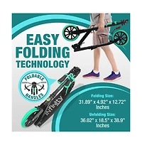 SereneLife Kick Scooter Adult Teenagers Kids- 2 Wheel Kids with Adjustable T-Bar Handlebar - Alloy Anti-Slip Deck
