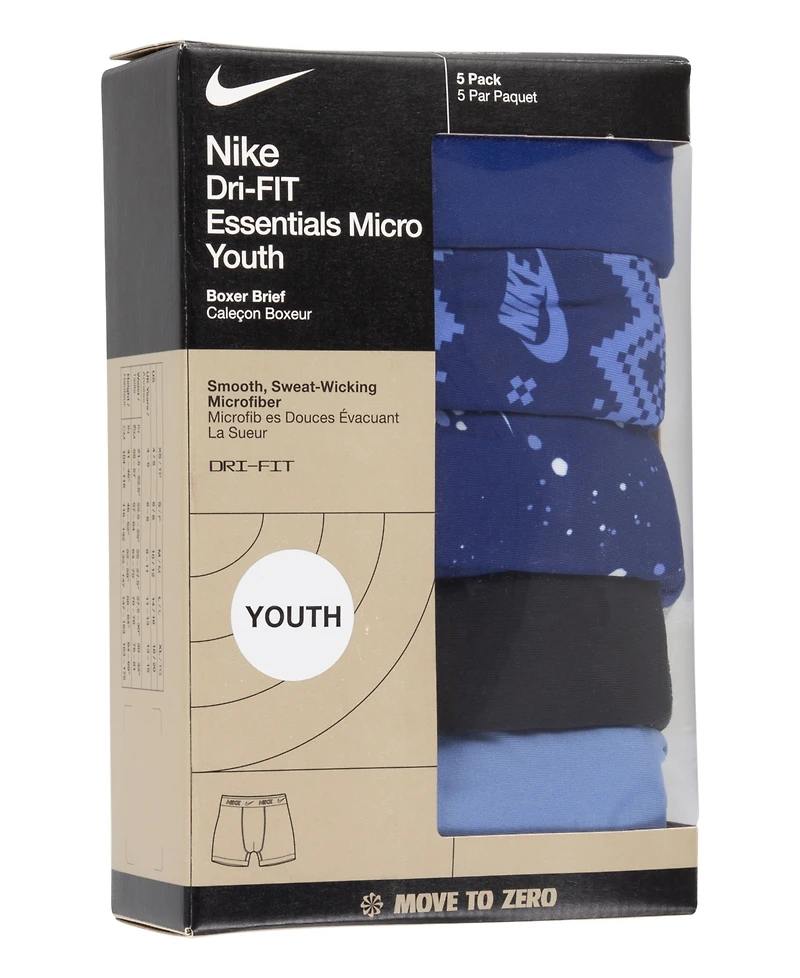 Nike Big Boys Dri-fit Polyester Color Holiday Briefs Underwear, 5-Pack