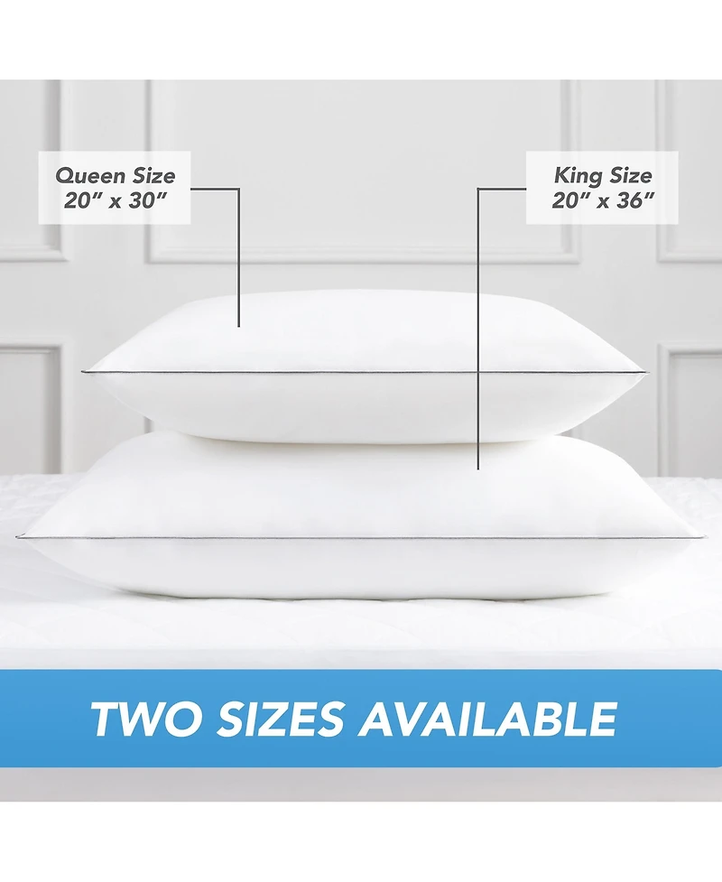 Host & Home Hypoallergenic Pillows (2 Pack) - White with Silver Piping, Cotton with Poly Fill