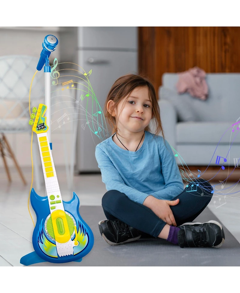 Contixo Pink Kids Guitar and Microphone Set - Adjustable Stand