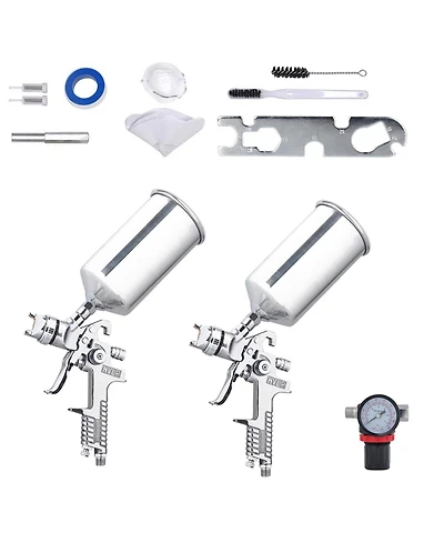6Pcs 1.3 1.8 Hvlp Spray Gun Kit Gravity Auto Paint Primer Basecoat Clearcoat