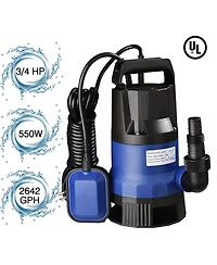 3/4HP 2774GPH 550W Submersible Dirty Clean Water Pump Swimming Pool Pond Water Transfer