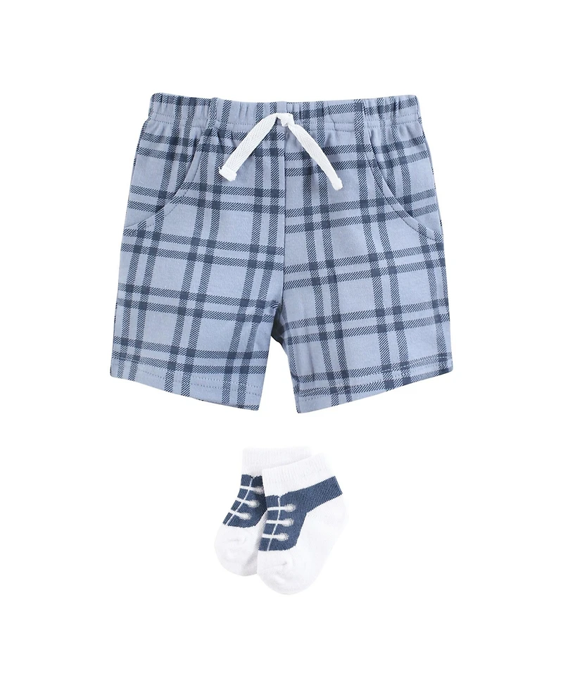 Hudson Baby Boys Bodysuit Outfit with Shorts and Socks