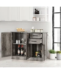 Buffet Storage Cabinet Kitchen Sideboard with 2 Drawers-White