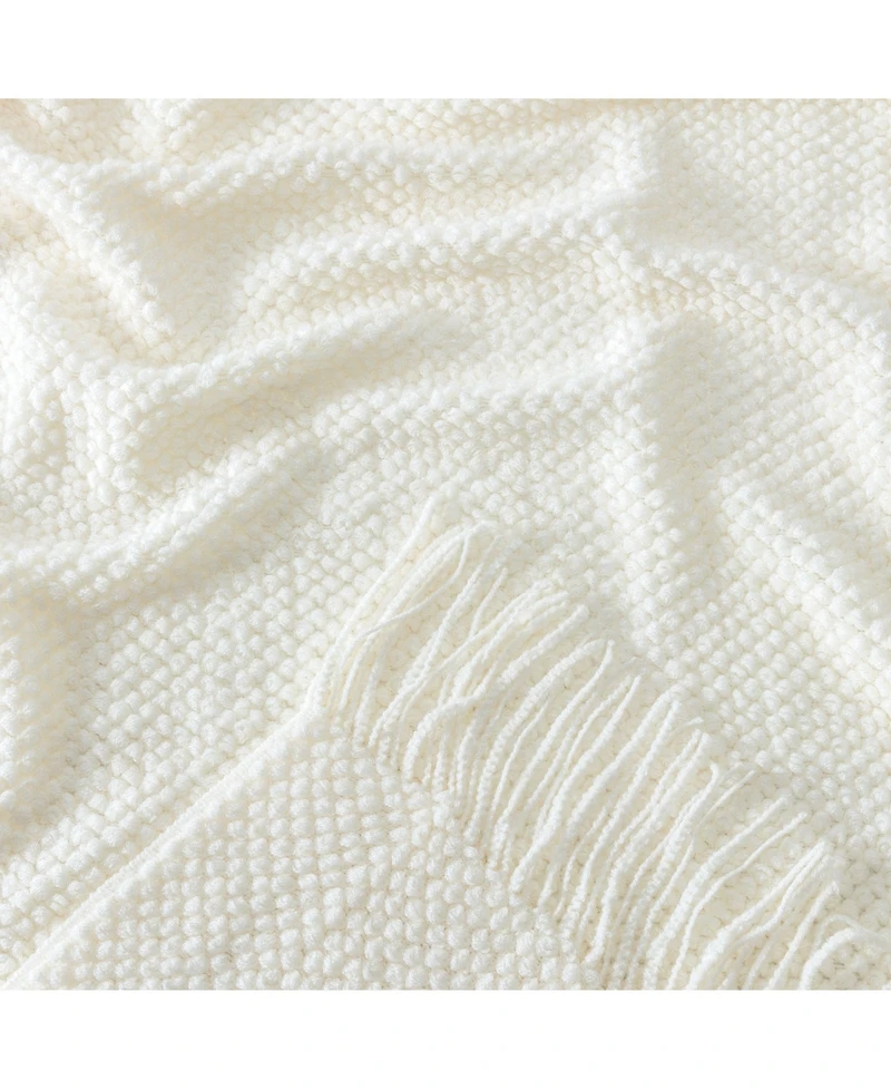 Chanasya Premium Round Pearl Knit Throw Blanket with Tassels - Soft, Cozy Blanket for Couch, Bed, Living Room - 50" x 65” - Yellow