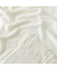 Chanasya Premium Round Pearl Knit Throw Blanket with Tassels - Soft, Cozy Blanket for Couch, Bed, Living Room - 50" x 65” - Yellow