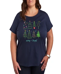 Hybrid Apparel Plus Size Christmas Trees Graphic T-shirt