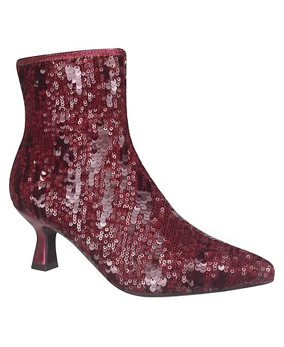 Impo Women's Nidia Sequin Kitten Heel Pointed Toe Ankle Booties