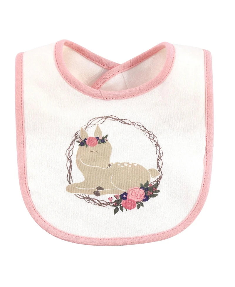 Hudson Baby Girls 5Pk Bibs and Headbands Set