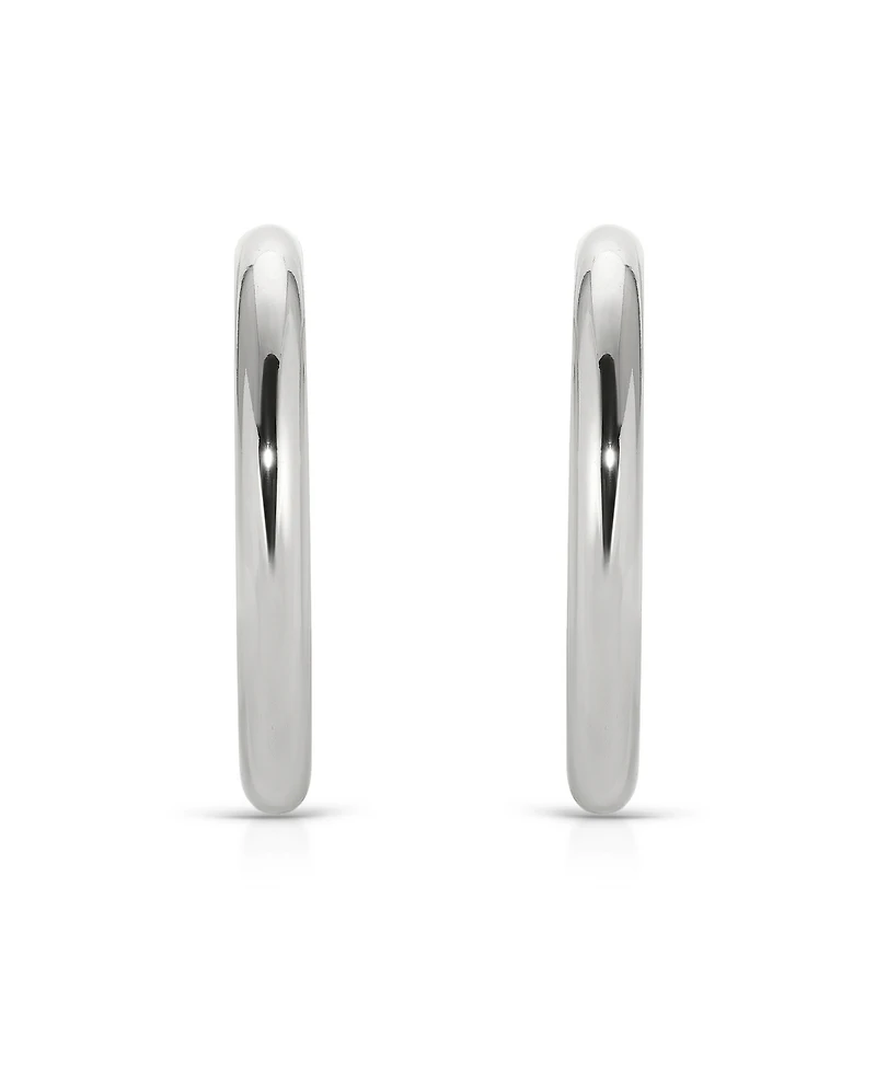 Ettika Rhodium Plated Large Thick Classic Hoop Earrings