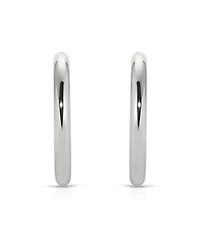 Ettika Rhodium Plated Large Thick Classic Hoop Earrings