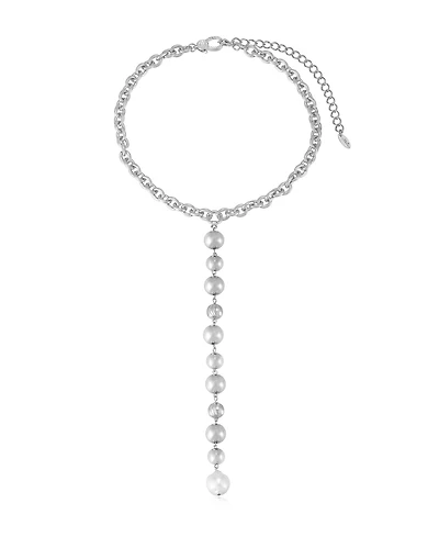 Ettika Silver Plated Deep Drop Lariat Necklace