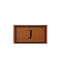 Evergreen Monogram Indoor Outdoor 100% Natural Coir Doormat 28" x 16" | Letter "J"