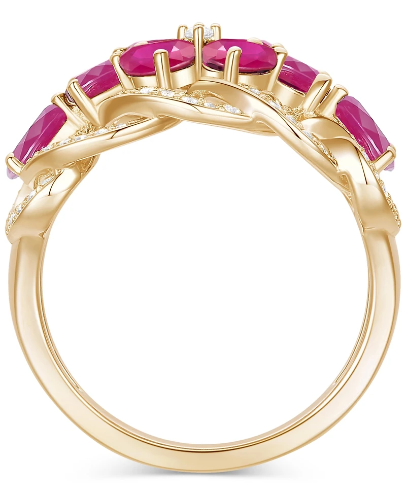 Emerald (2-1/4 ct. t.w.) & Diamond (1/4 Flower Openwork Ring 14k Gold (Also Ruby Sapphire)