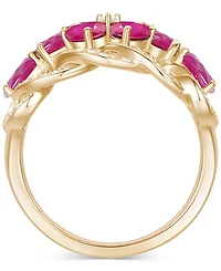 Emerald (2-1/4 ct. t.w.) & Diamond (1/4 Flower Openwork Ring 14k Gold (Also Ruby Sapphire)