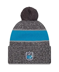 New Era Men's Gray Carolina Panthers 2023 Sideline Sport Cuffed Pom Knit Hat