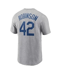 Nike Men's Jackie Robinson Heather Gray Brooklyn Dodgers Cooperstown Collection Fuse Name Number T-Shirt