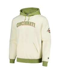 New Era Men's Cream/Green Cincinnati Reds Color Pop Pullover Hoodie