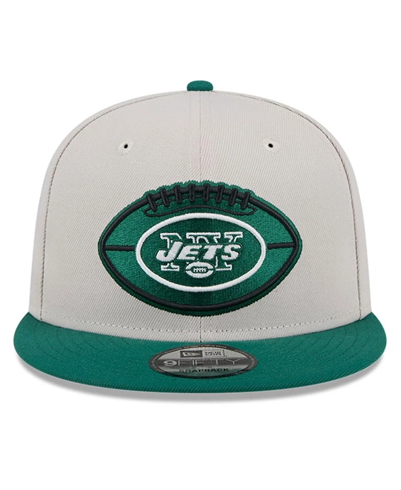 New Era Men's Stone/Green New York Jets 2024 Sideline Historic 9FIFTY Snapback Hat