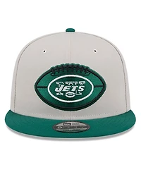 New Era Men's Stone/Green New York Jets 2024 Sideline Historic 9FIFTY Snapback Hat