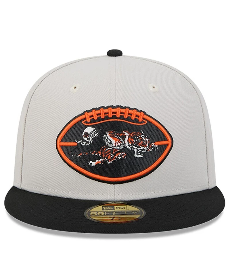 New Era Men's Stone/Black Cincinnati Bengals 2024 Sideline Historic 59FIFTY Fitted Hat