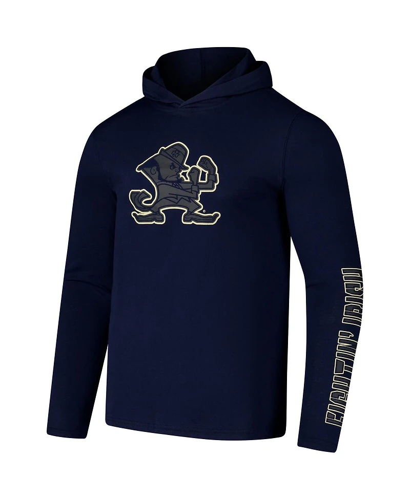 Colosseum Men's Navy Notre Dame Fighting Irish Color Pop Active Blend 2-Hit Long Sleeve Hooded T-Shirt