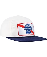Lids Men's White/Navy Pabst Blue Ribbon Corduroy Rope Golf Snapback Hat