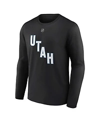 Fanatics Men's Clayton Keller Black Utah Hockey Club Authentic Stack Name Number Long Sleeve T-Shirt
