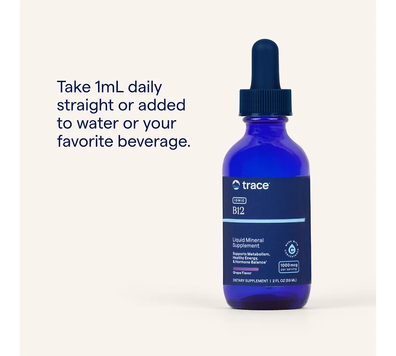Trace Minerals Ionic B12 - Liquid Ionic Supplement to Support Nerve Health & Enzyme Production
