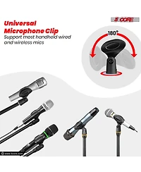 5 Core Microphone Stand Pair Floor Height Adjustable w Telescoping Boom Arm