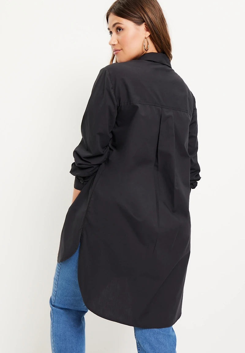 June + Vie Women's Plus Poplin La Max Tunic