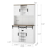 Streamdale Furniture Farmhouse Bar Cabinet with Sliding Barn Door, Ample Storage