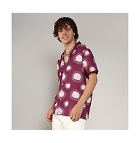 Campus Sutra Men's Wine Red Relaxed Face Shirt