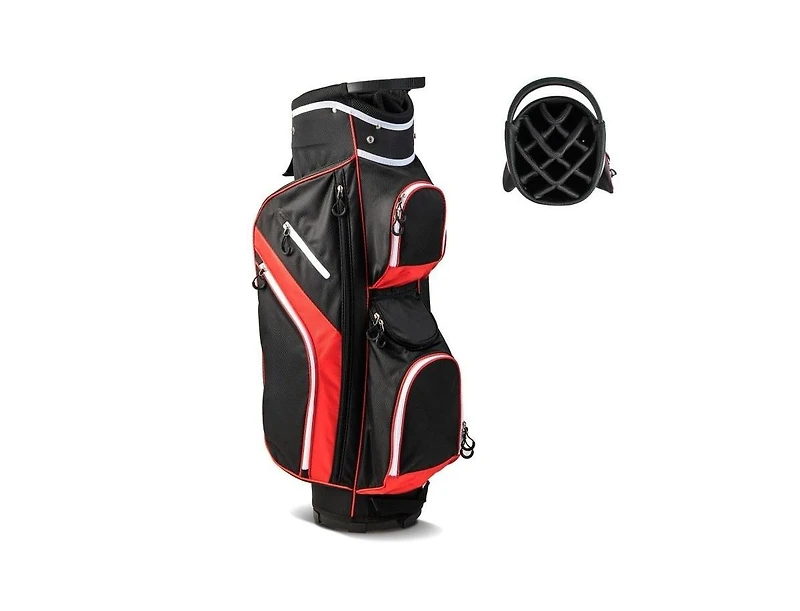 Golf Cart Bag with 14 Way Top Dividers-Red