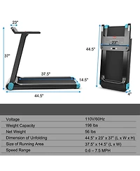 Vebreda Folding Electric Compact Walking Treadmill with App Control Speaker-Blue