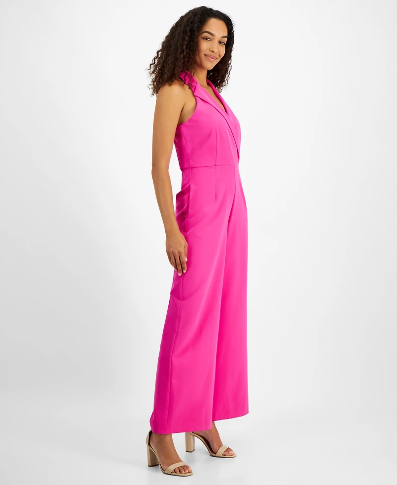 julia jordan Women's Notched-Collar Jumpsuit