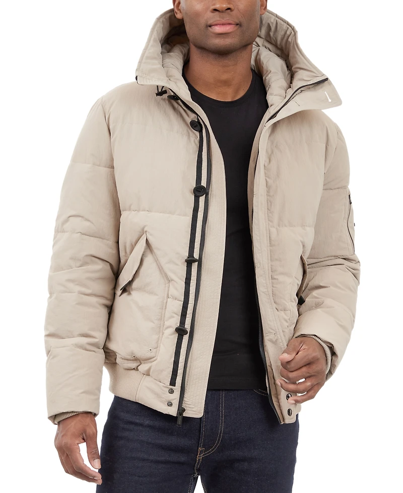 Michael Kors Men's Crinkle Nylon Heavy Short Snorkel Coat