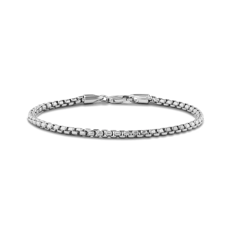 Vincero Men's Box Chain Bracelet, 3mm Rhodium-Plated Sterling Silver - Regular