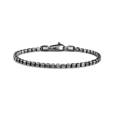 Vincero Men's Cushion Beaded Bracelet in Rhodium-Plated Sterling Silver