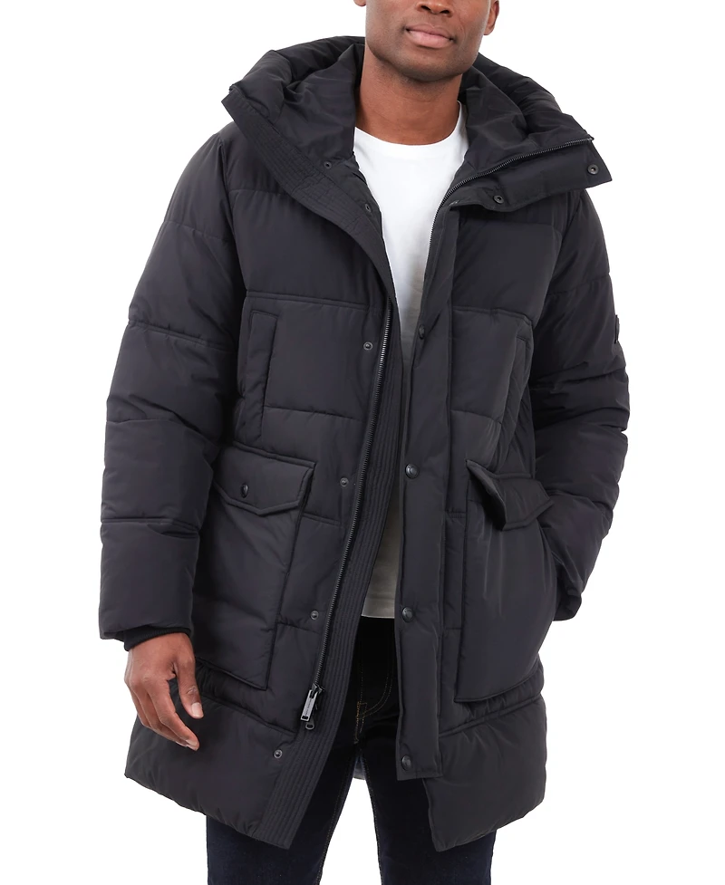 Michael Kors Men's Heavyweight Hooded Long Puffer Coat
