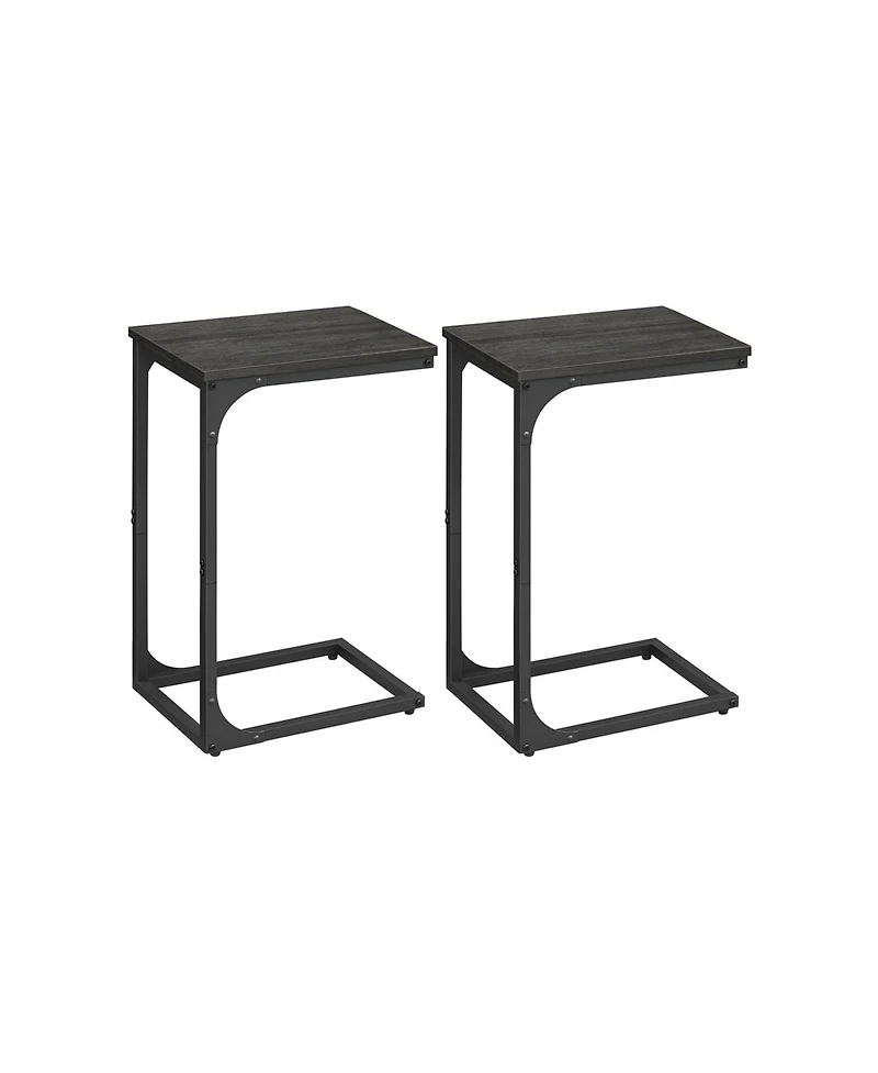 Set of 2 C-Shaped End Tables for Sofa or Bedside Use Compact Spaces