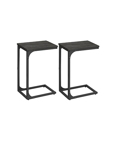 Set of 2 C-Shaped End Tables for Sofa or Bedside Use Compact Spaces