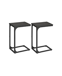 Set of 2 C-Shaped End Tables for Sofa or Bedside Use Compact Spaces