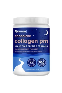 NativePath Collagen Pm - Chocolate Nighttime Collagen Peptides Powder with Magnesium, Gaba, L-Theanine and Melatonin - 20 Servings