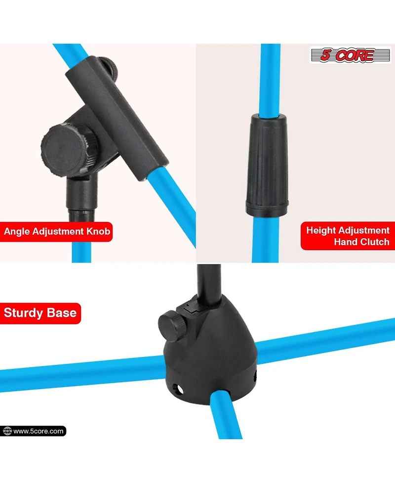 5 Core Microphone Stand Pair Floor Height Adjustable w Telescoping Boom Arm