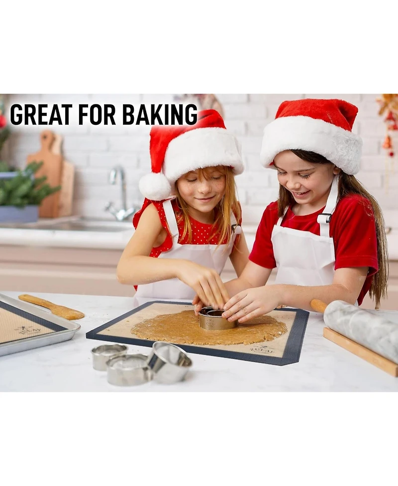 Zulay Kitchen (2 Pack) Silicone Baking Mat Sheet Set - Reusable Baking Mat Nonstick
