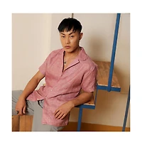 Men's Rouge Pink Embroidered Lined Shirt